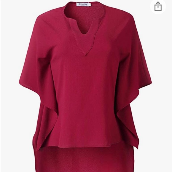 Joteisy (Amazon)- Black V-Neck High Low Hem Blouse - Picture 3 of 7